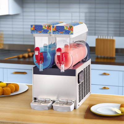 Un buen precio. Máquina para hacer batidos comerciales 12L X 2 tanques Bebida congelada de nieve batidos con luz LED en línea